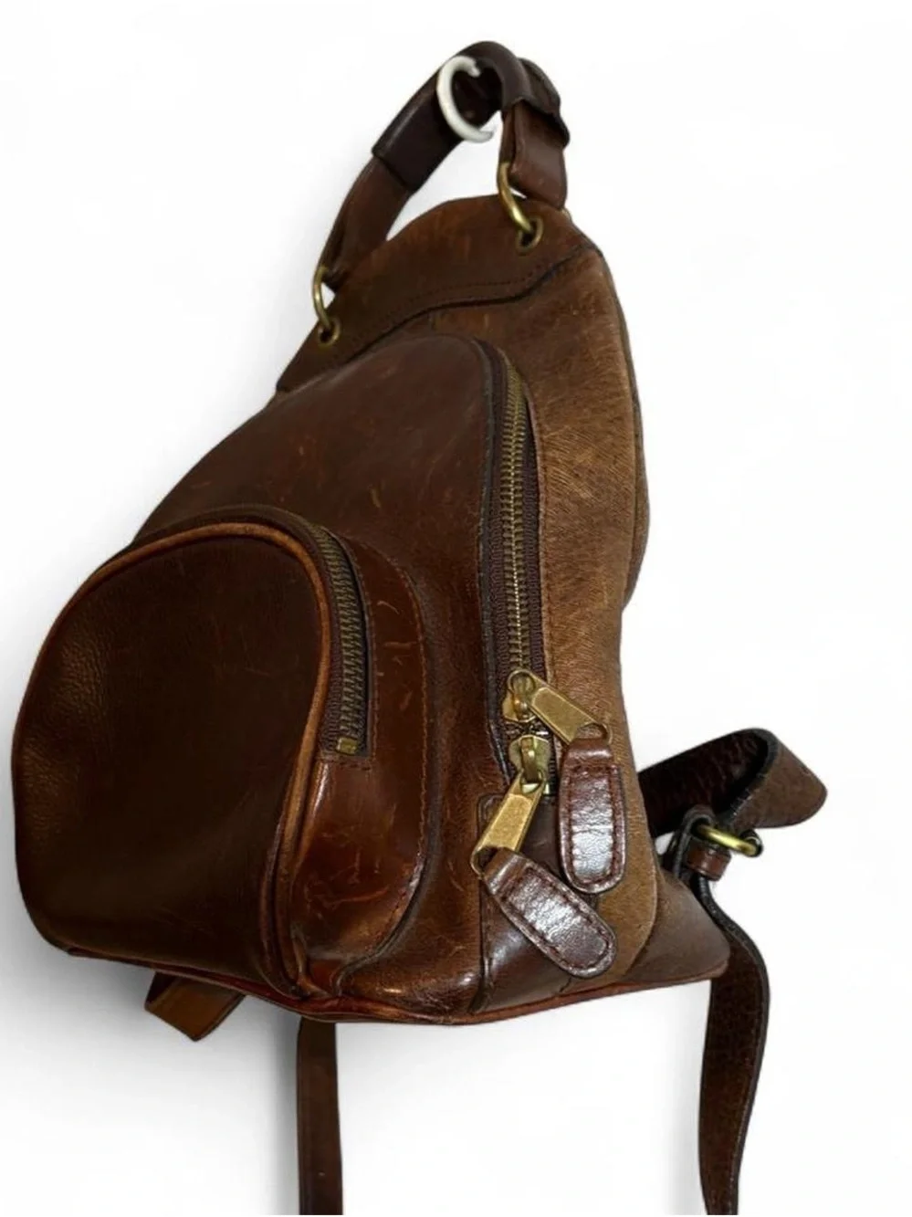 Vintage M. London New York Leathercraft Brown Leather Backpack Purse - Picture 4 of 8